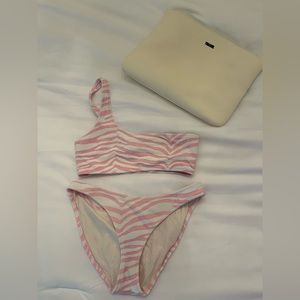 Triangl one shoulder pink zebra bikini WITH bag!!